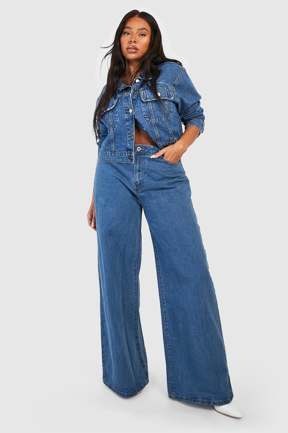 Grande taille Jean large basique taille haute boohoo